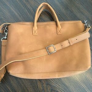 Shinola tan messenger briefcase with strap- never used